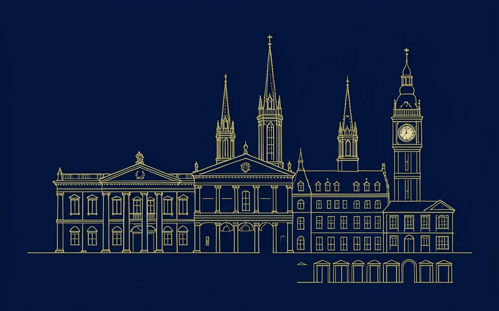 European university architecture illustration